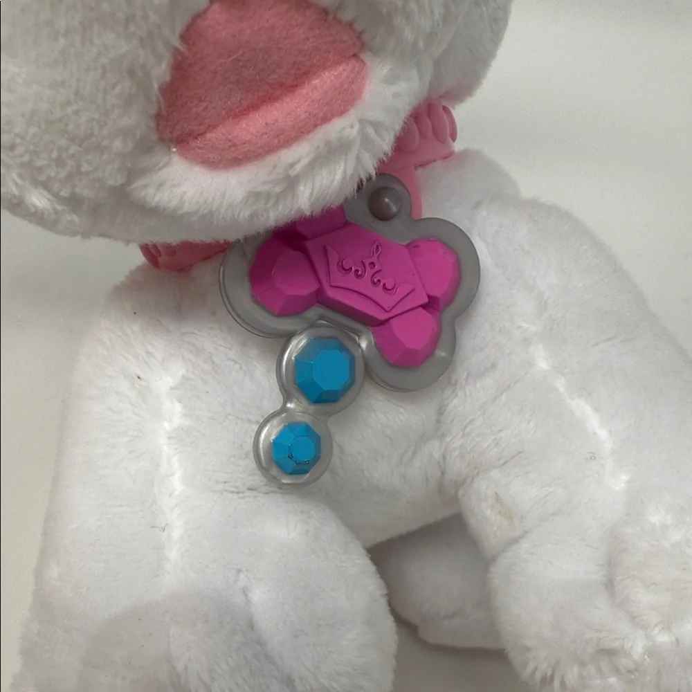 Disney Princess Plush White Dog Toy with Pink Bow 7” x 7 “